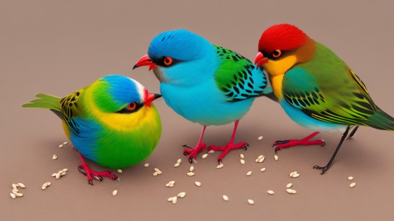 Birds eat sesame seeds