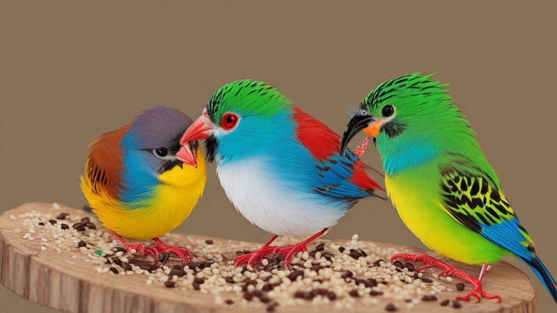 Wild birds eat sesame seeds